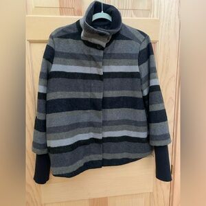 Prana Gray Stripped Wool Blend Jacket Medium